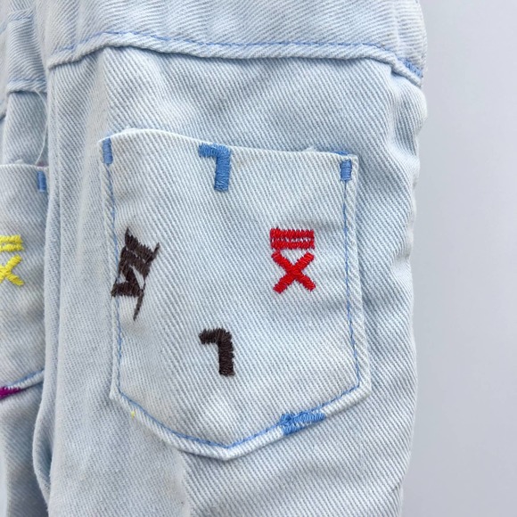 Vintage Billy The Kid Light Blue Embroidered Overalls Pocket 2T 24 Months Button - Picture 9 of 10